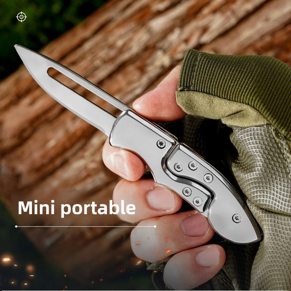 Mini Folding Keychain Pocket Knife Stainless Steel Camping Tool