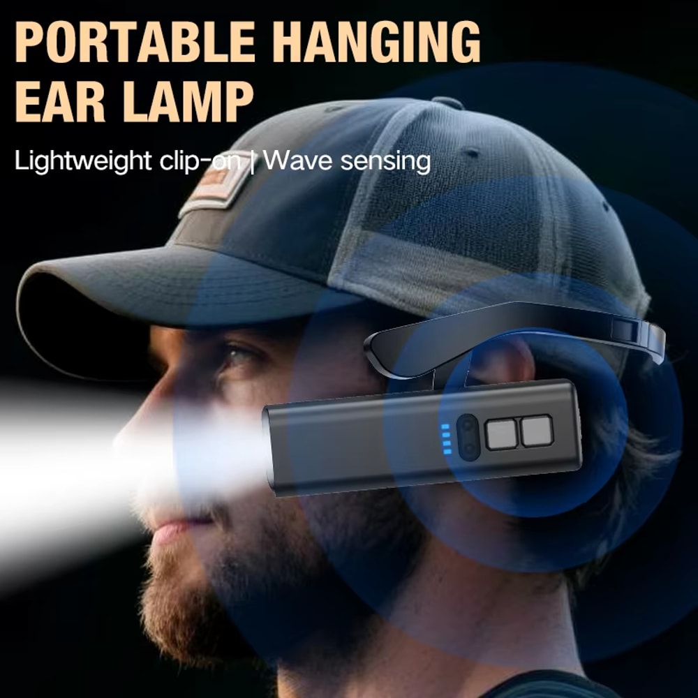 Ear Clip Rechargeable LED Headlamp Waterproof Hands Free Headlight For Outdoor Adventures 0