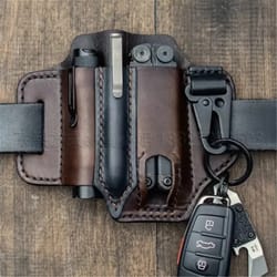 men s genuine leather belt phone case tool organizer pouch
