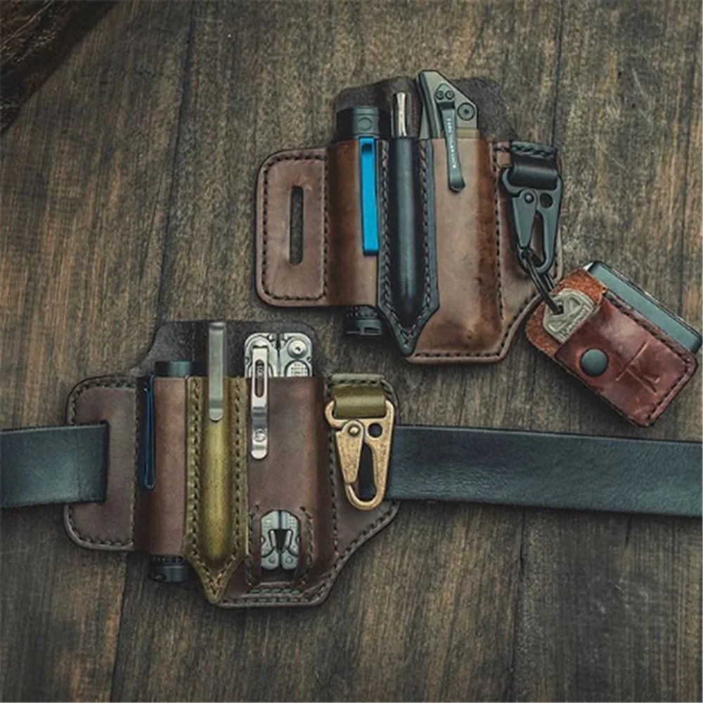 Men S Genuine Leather Belt Phone Case Tool Organizer Pouch 1