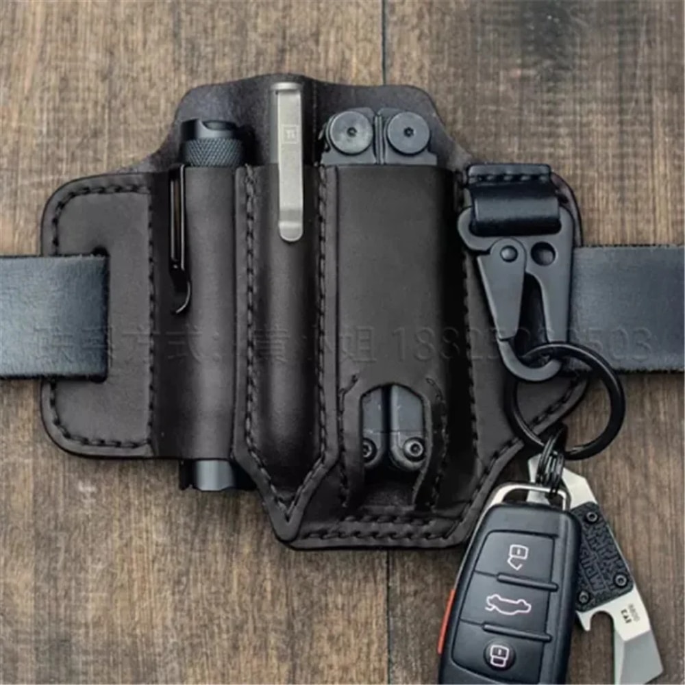 Men S Genuine Leather Belt Phone Case Tool Organizer Pouch 3