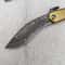 Damascus Folding Camping Pocket Knife with Leather Sheath