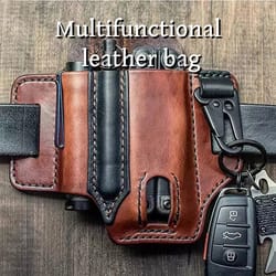 leather pouch multitool sheath and flashlight holder for belt