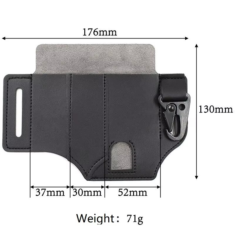 Leather Pouch Multitool Sheath and Flashlight Holder for Belt