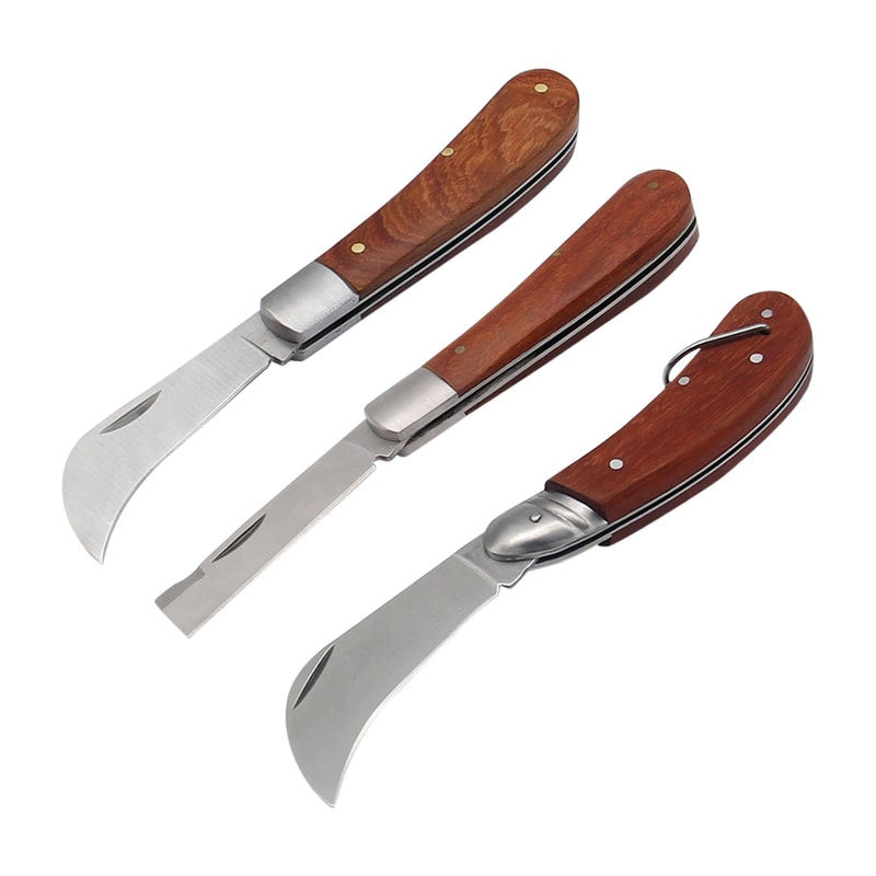 Folding Grafting Knife with Rosewood Handle for Gardening, Mushroom Foraging and Camping
