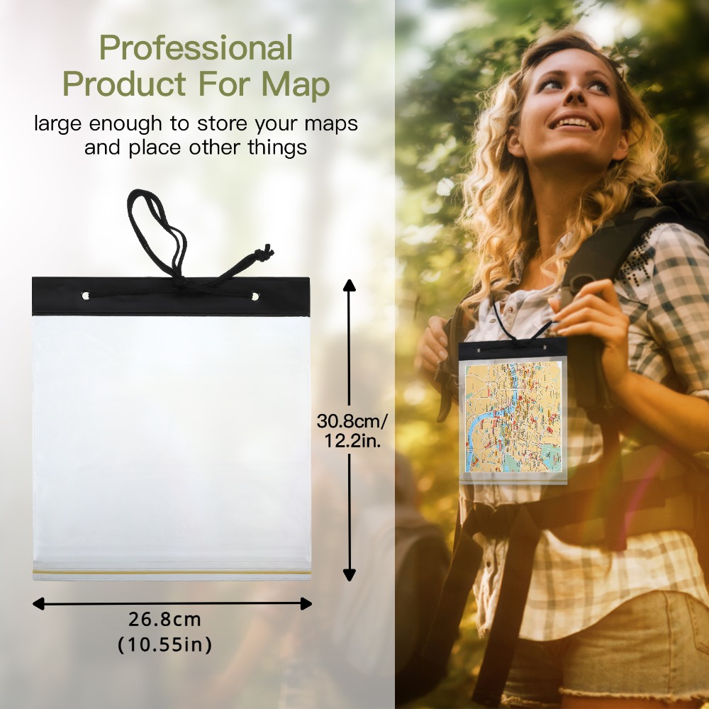 Clear Waterproof Map Case With Zipper For Camping Hiking And Travel Documents 0