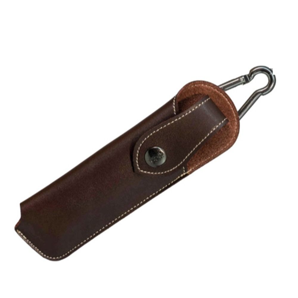 Leather Folding Knife Sheath with Belt Loop and Flashlight Holder