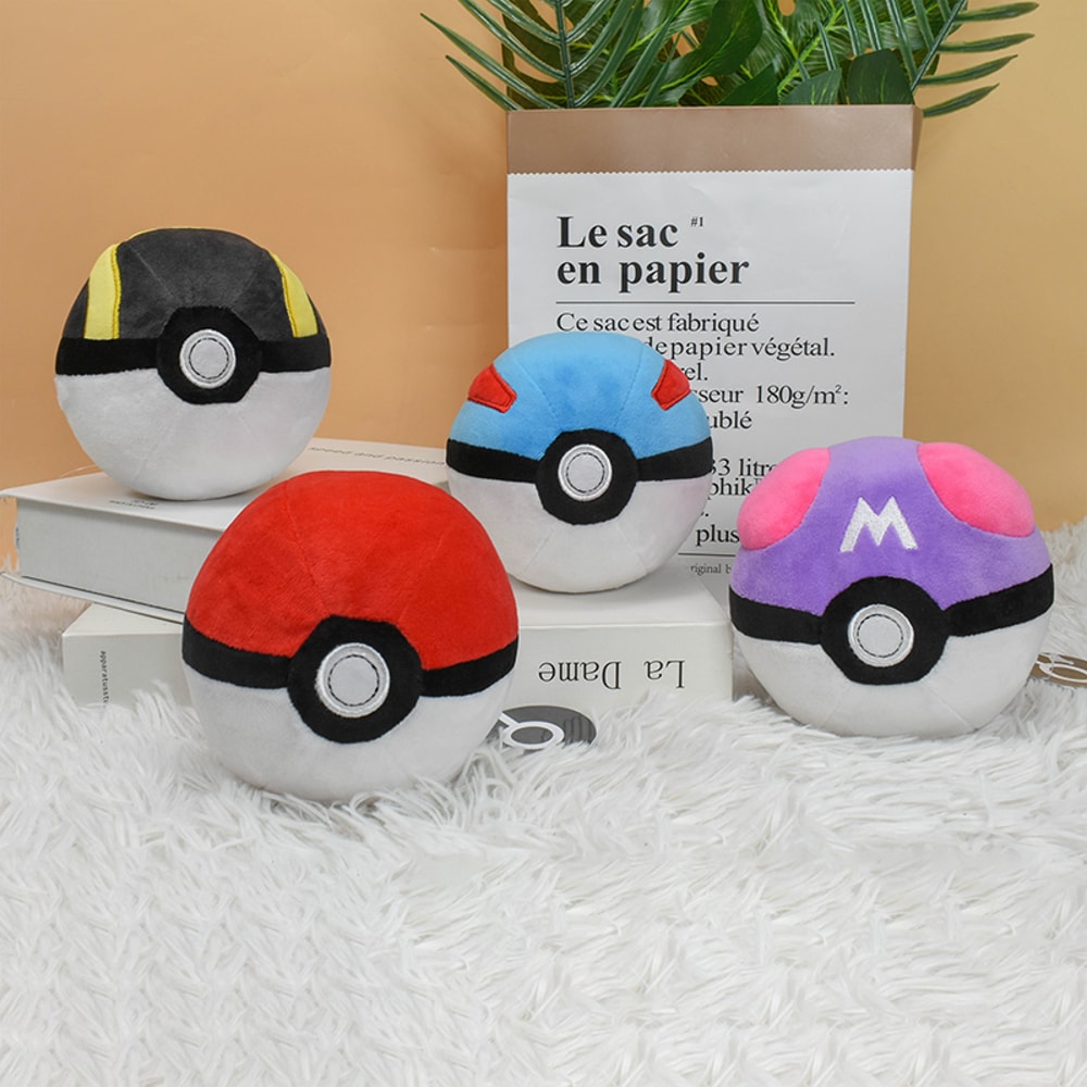 Poke Ball Plush Backpack Pendant Set for Kids and Anime Fans