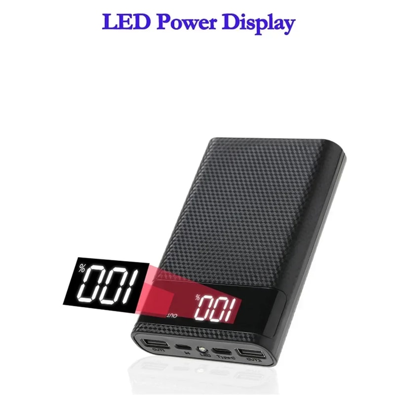 Slot DIY Power Bank Case with USB Type C and Dual USB Charging