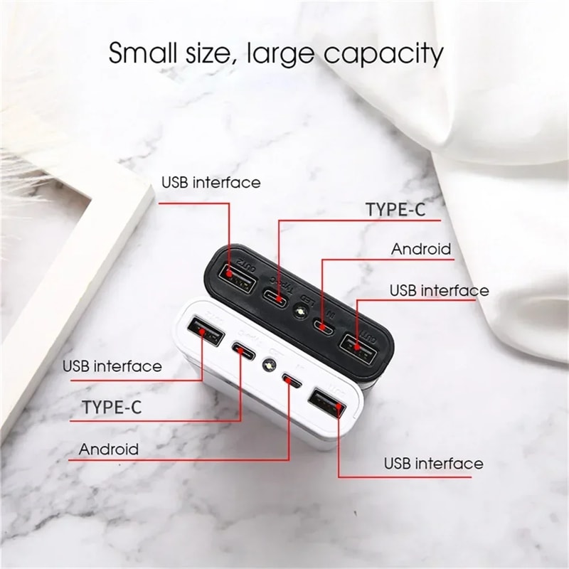 Slot DIY Power Bank Case with USB Type C and Dual USB Charging