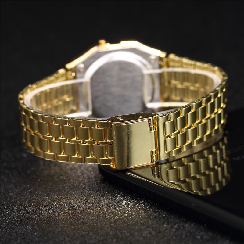 Luxury Mens LED Digital Stainless Steel Business Watch