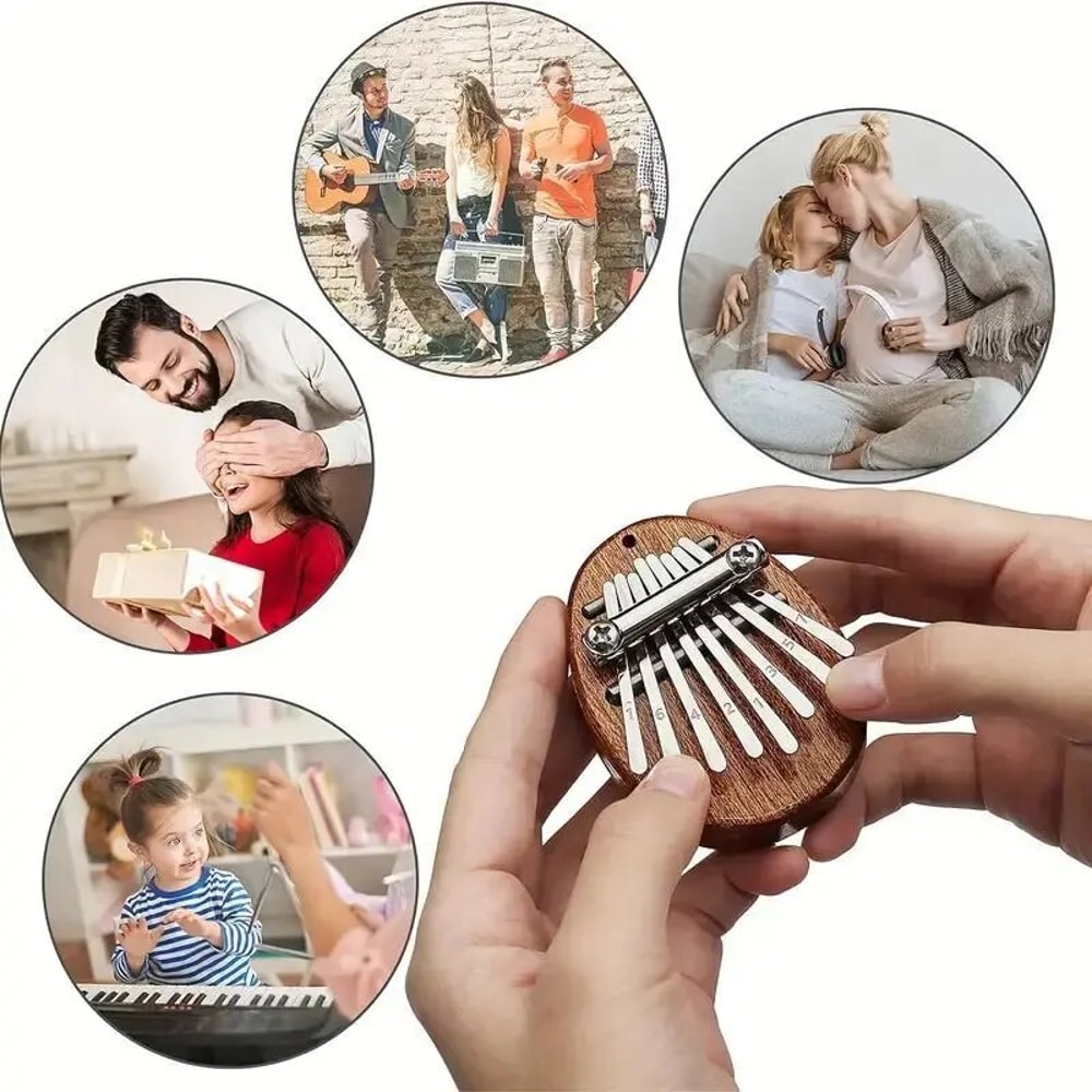 Mini Wooden Kalimba Key Thumb Piano Pendant Gift 2