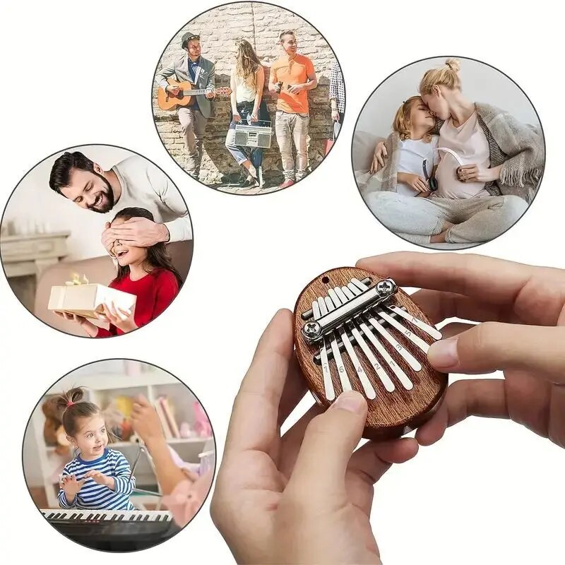 Mini Wooden Kalimba Key Thumb Piano Pendant Gift 2