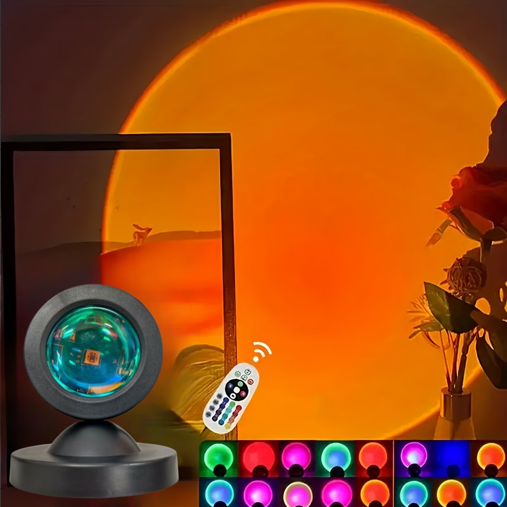 Vibrant Sunset LED Projection Lamp Color USB Remote Light 0