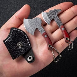premium mini axe knife & portable keychain knife tool for camping & everyday carry