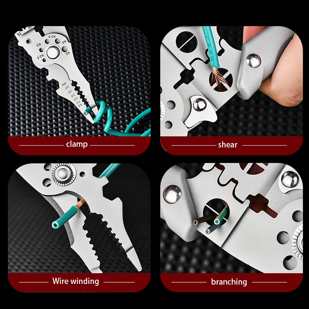 Professional Electrician Electrician Wire Stripper & Cable Cutting Crimping Tool Heavy Duty Stainless Steel Pliers