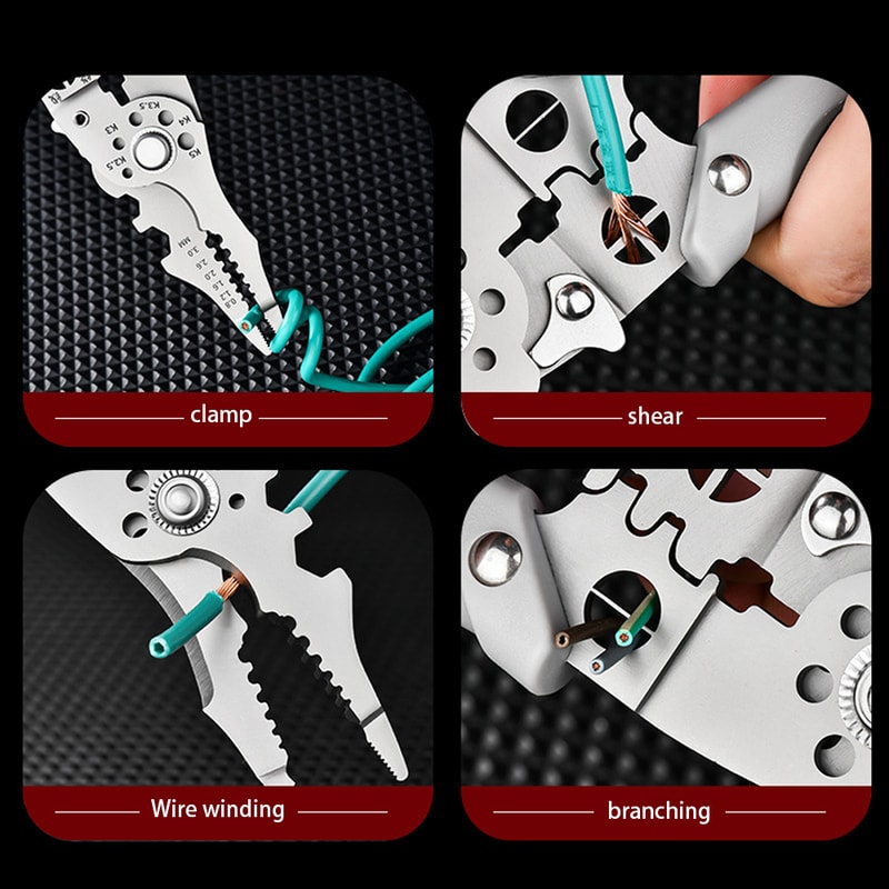 Professional Electrician Electrician Wire Stripper & Cable Cutting Crimping Tool Heavy Duty Stainless Steel Pliers