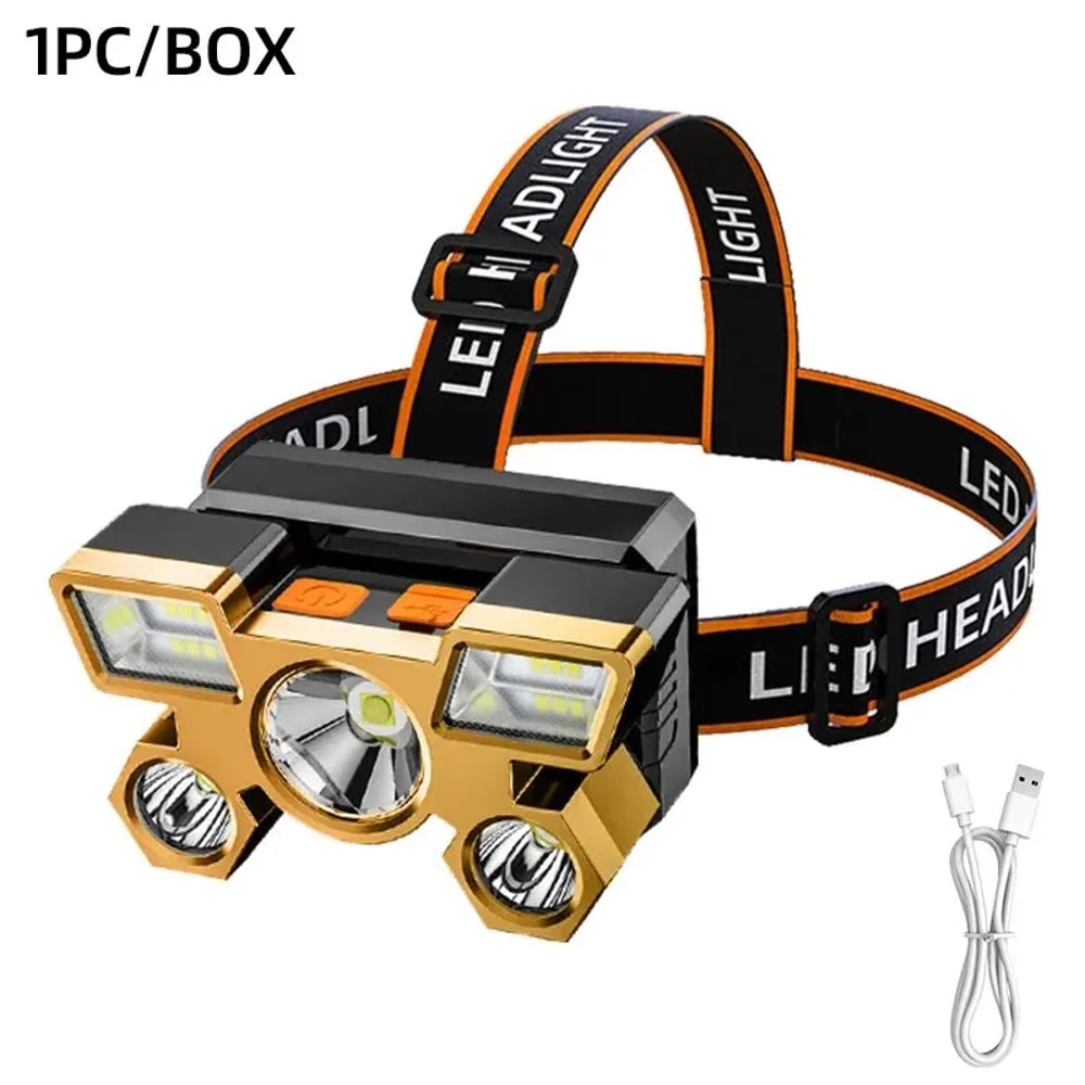 Powerful Rechargeable Head Flashlight for Fishing, Camping & Hiking