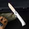 Premium Damascus Folding Knife with Cow Bone Handle Outdoor & Camping Pocket Knife