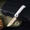 Premium Damascus Folding Knife with Cow Bone Handle Outdoor & Camping Pocket Knife