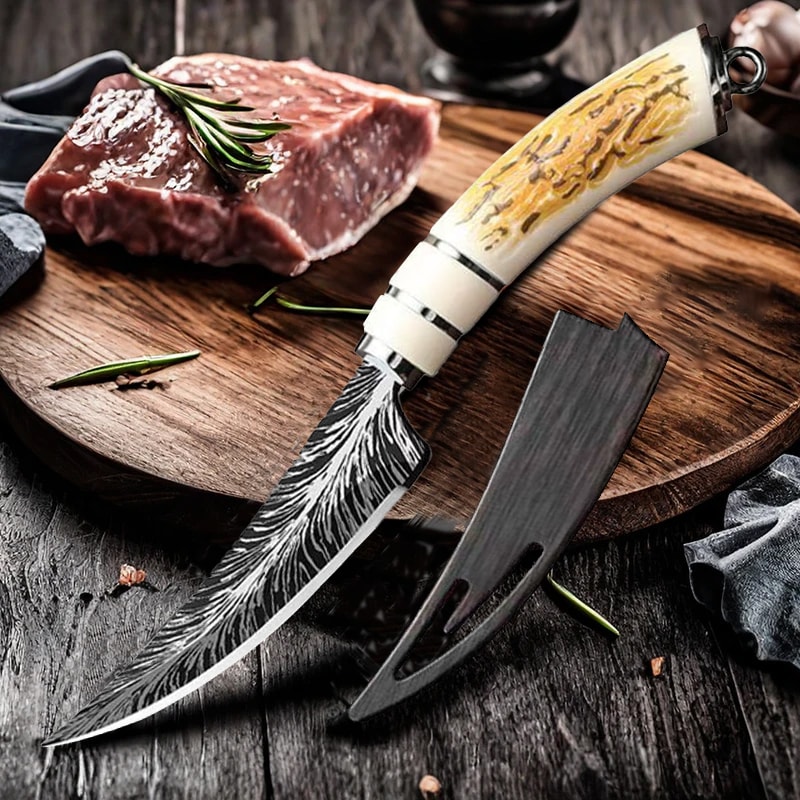 Premium Damascus Boning Knife With Protective Cover High Hardness Kitchen Knife 0