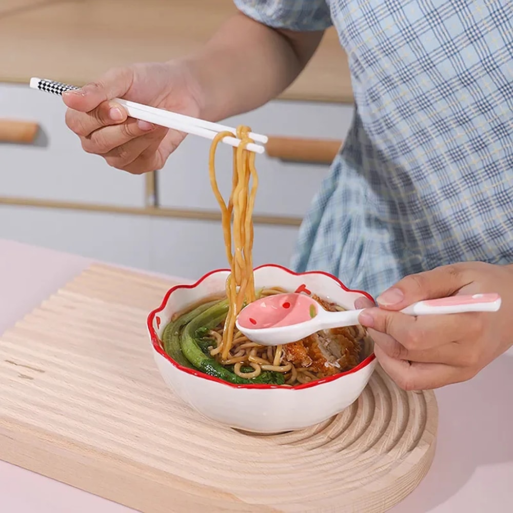 Kawaii Strawberry Ceramic Spoon For Coffee Dessert Soup 2