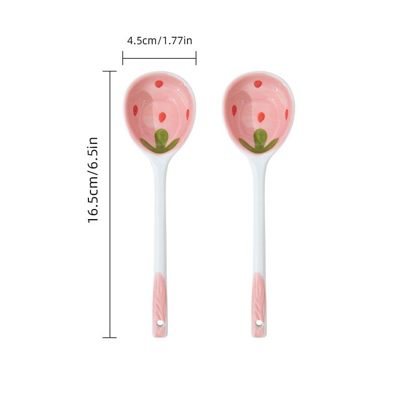 Kawaii Strawberry Ceramic Spoon For Coffee Dessert Soup 4
