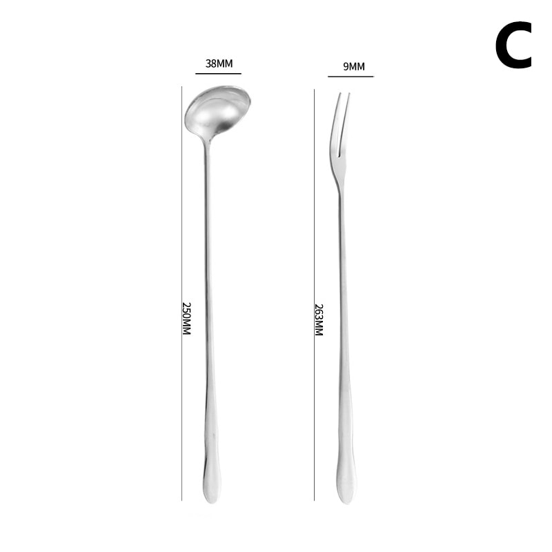 Stainless Steel Pickle Fork and Spoon Set Long Handle Jar Grabber