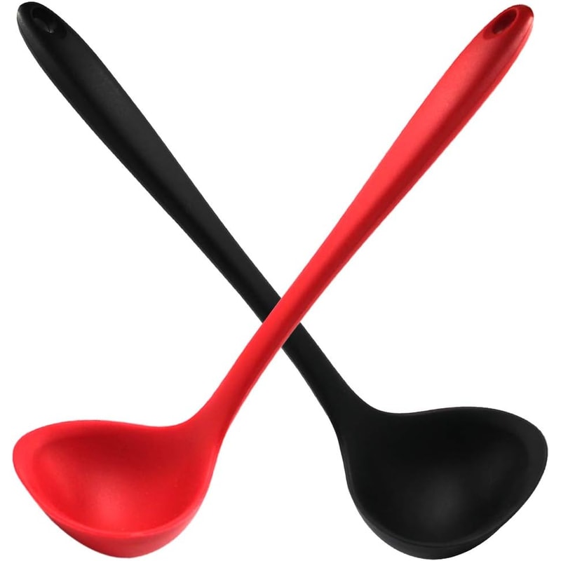 Silicone Soup Ladle Heat Resistant Nonstick Long Handle Serving Spoon