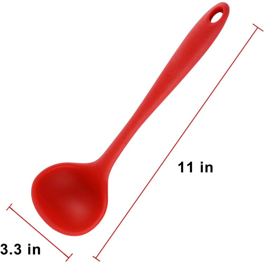 Silicone Soup Ladle Heat Resistant Nonstick Long Handle Serving Spoon