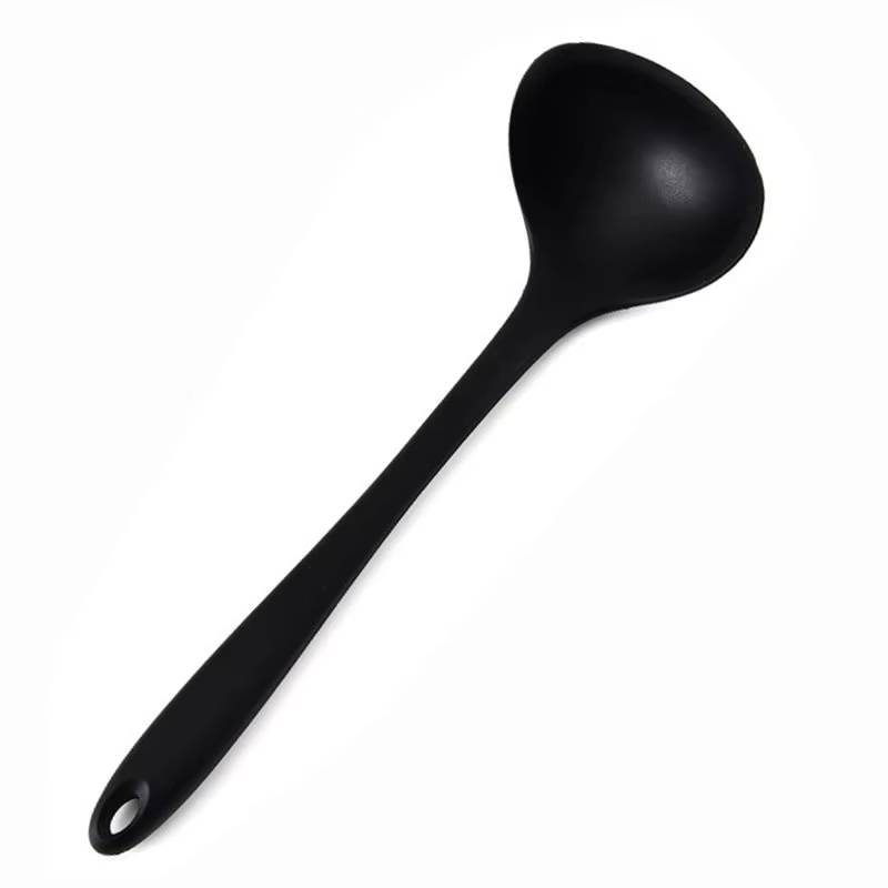 Silicone Soup Ladle Heat Resistant Nonstick Long Handle Serving Spoon