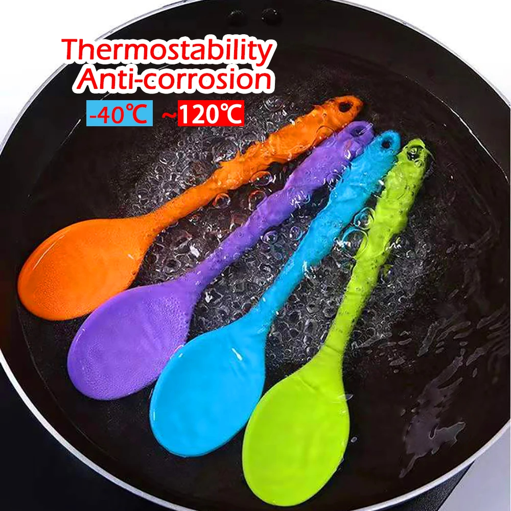 Soft Silicone Cooking Spoon With Long Handle For Stirring And Serving 2