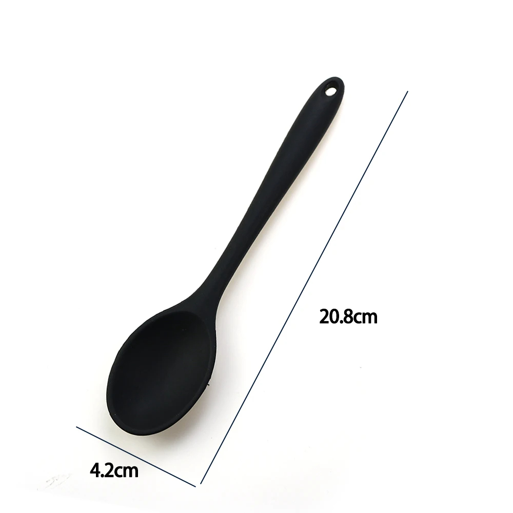 Soft Silicone Cooking Spoon With Long Handle For Stirring And Serving 0