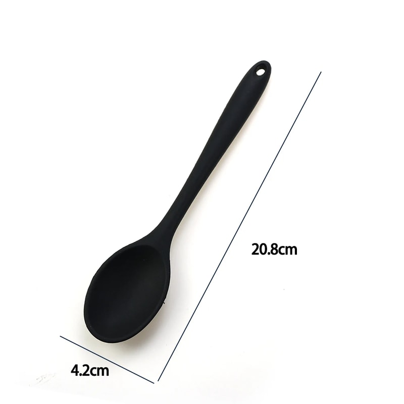 Soft Silicone Cooking Spoon With Long Handle For Stirring And Serving 0