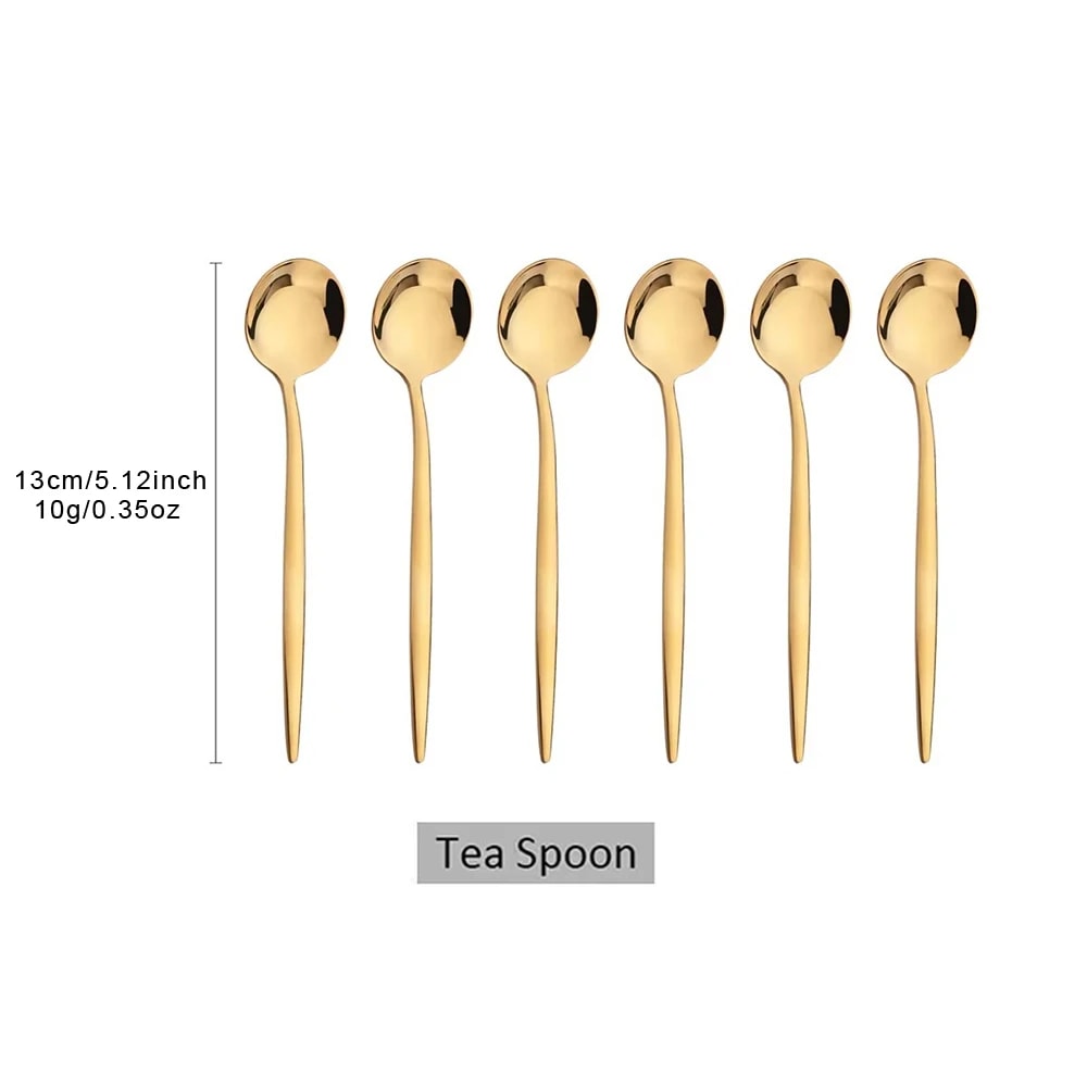 Gold Coffee Spoons Stainless Steel Teaspoons Dessert Spoon Set
