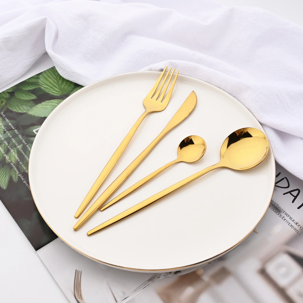 Gold Coffee Spoons Stainless Steel Teaspoons Dessert Spoon Set