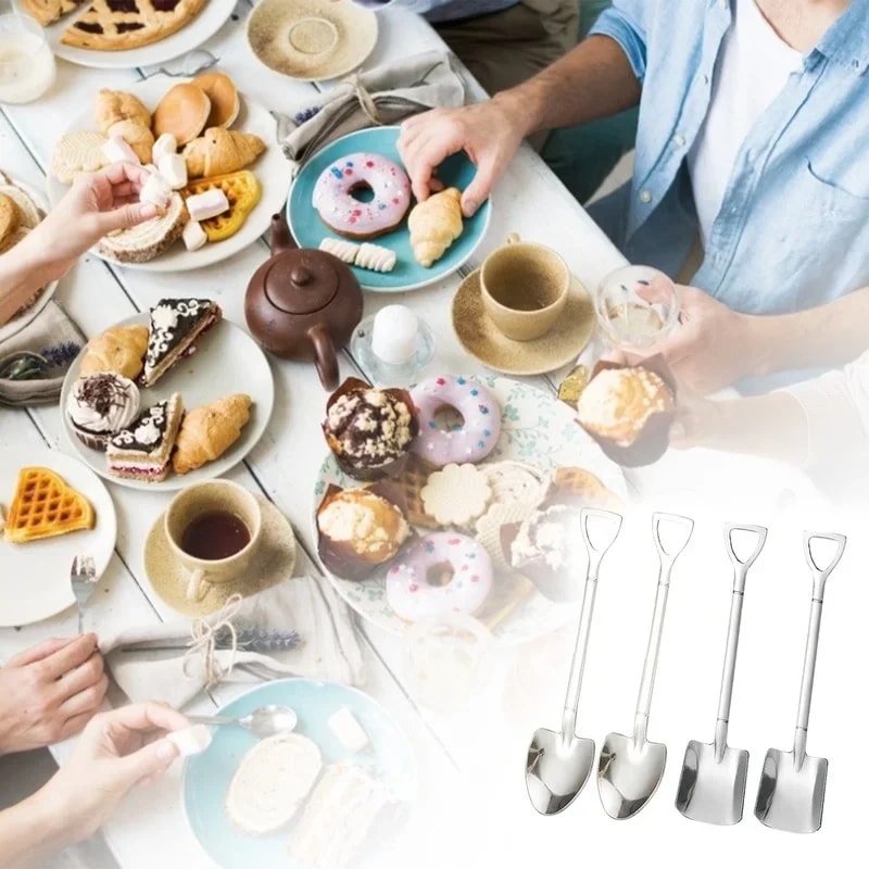 Mini Shovel Spoons Stainless Steel Coffee and Dessert Spoon Set