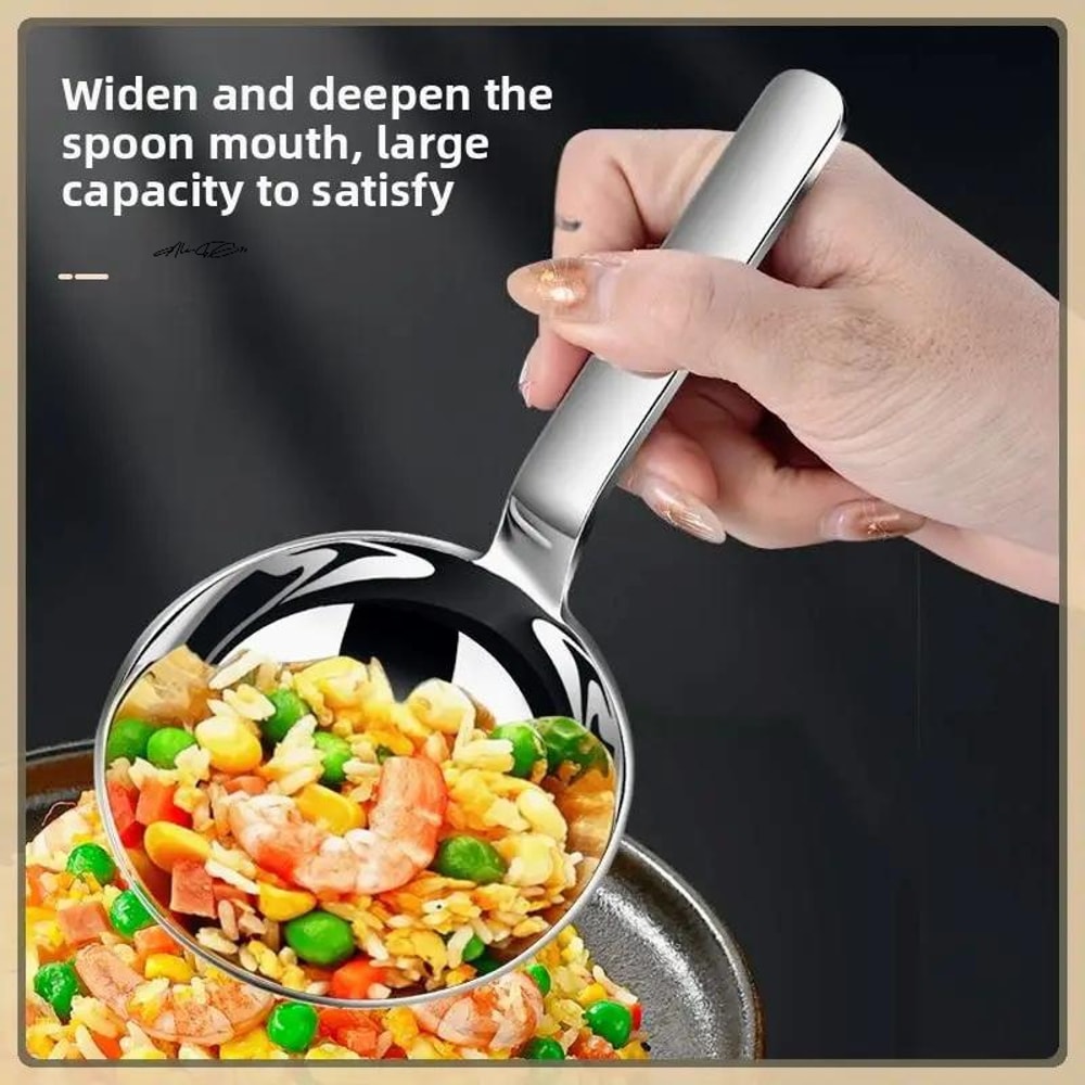 Deep Bowl Stainless Steel Soup Ladle Short Handle Ramen Spoon 1