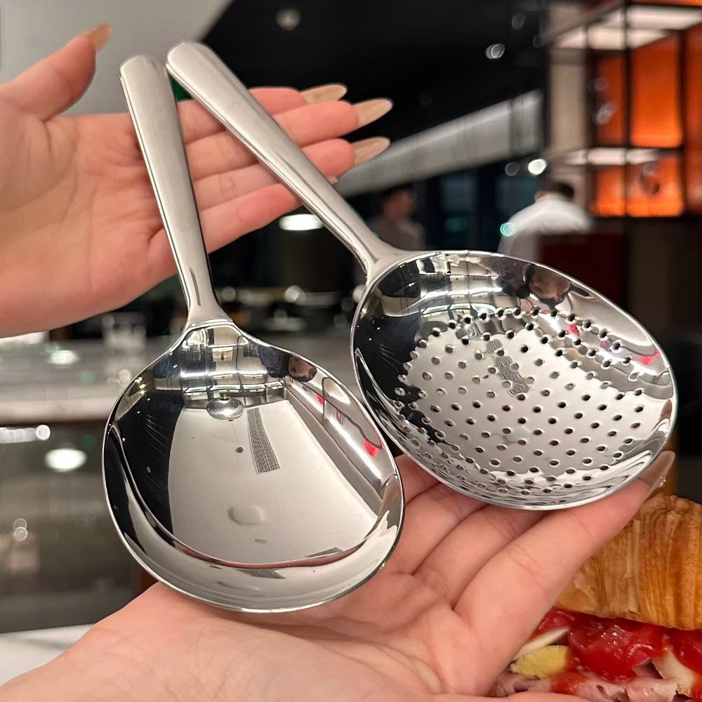 Heavy Duty Slotted Serving Spoon with Heat Resistant Short Handle
