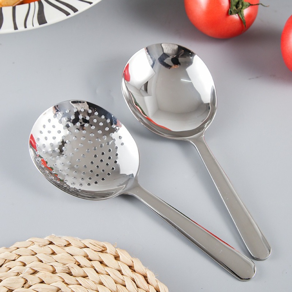 Heavy Duty Slotted Serving Spoon with Heat Resistant Short Handle