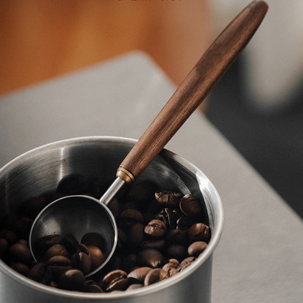 Walnut Handle Stainless Steel Coffee Scoop Long Measuring Spoon 0