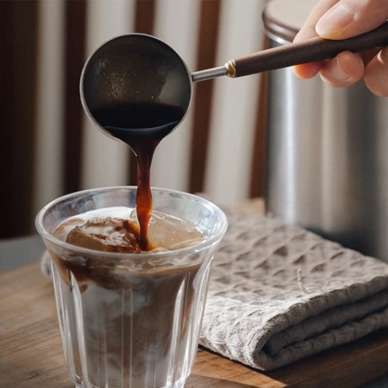Walnut Handle Stainless Steel Coffee Scoop Long Measuring Spoon 1