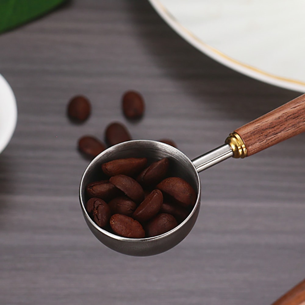 Walnut Handle Stainless Steel Coffee Scoop Long Measuring Spoon 4