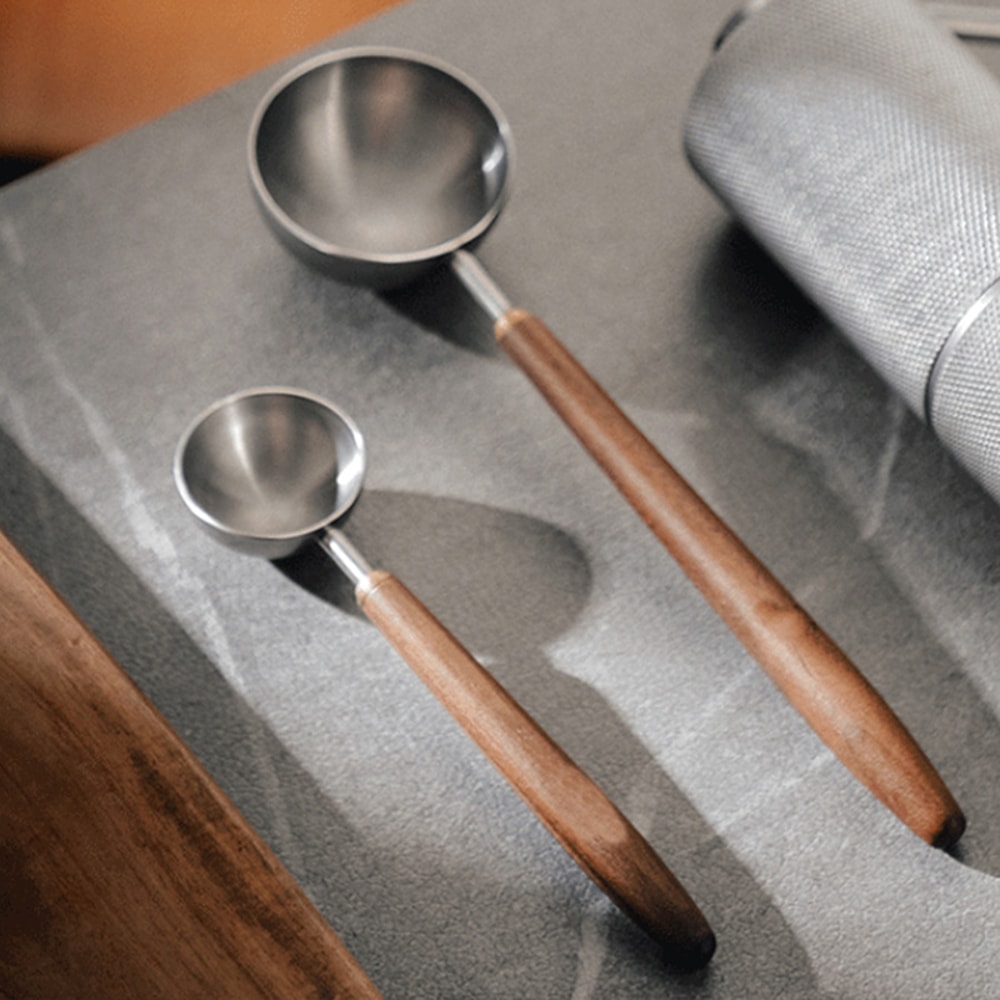Walnut Handle Stainless Steel Coffee Scoop Long Measuring Spoon 5