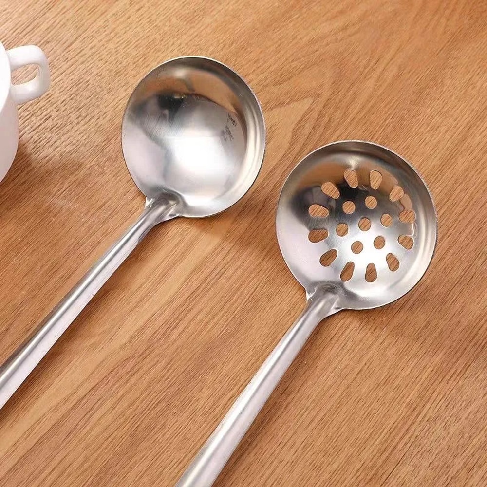 Heavy Duty Stainless Steel Soup Ladle Set With Long Handle For Hot Pot And Serving 0
