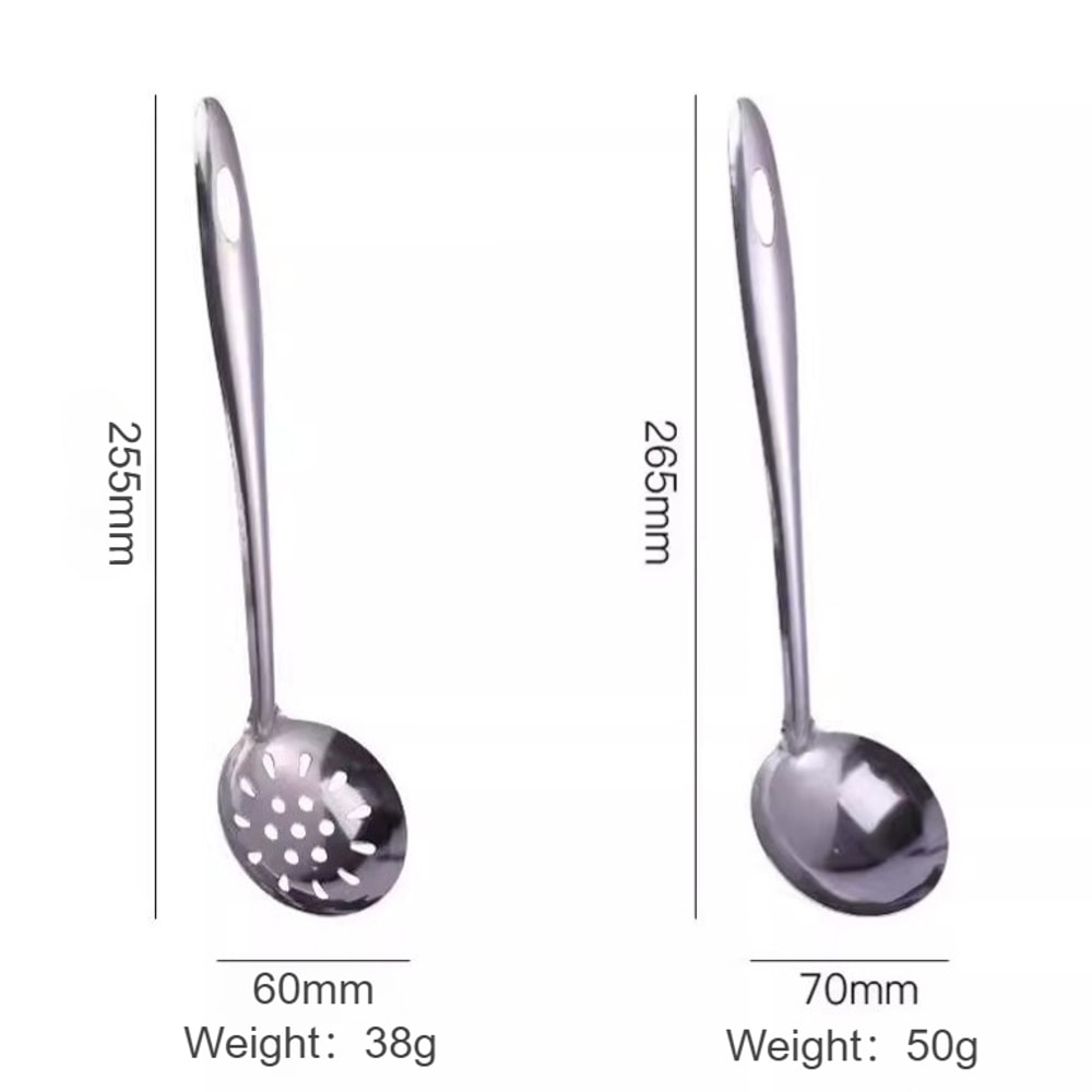 Heavy Duty Stainless Steel Soup Ladle Set With Long Handle For Hot Pot And Serving 1