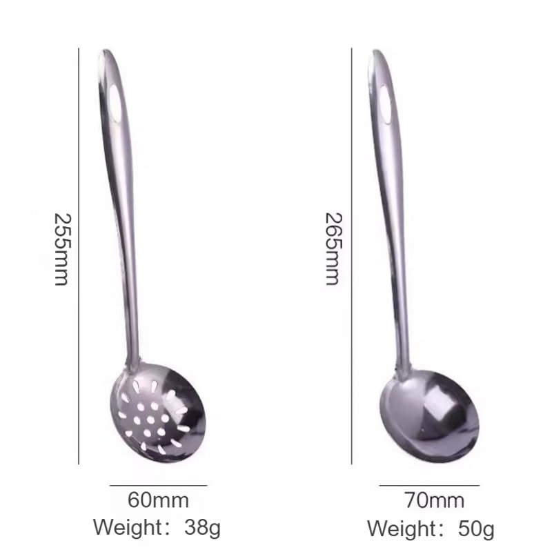 Heavy Duty Stainless Steel Soup Ladle Set With Long Handle For Hot Pot And Serving 1