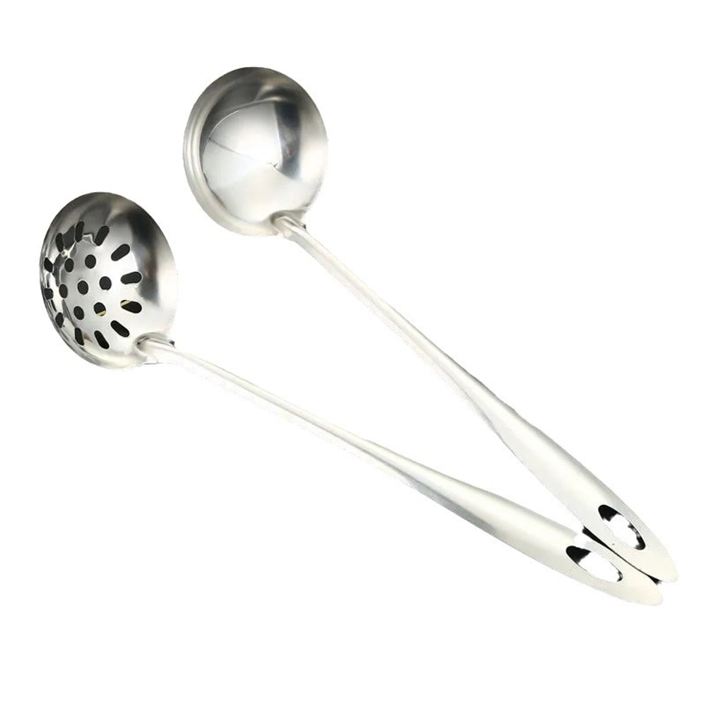 Heavy Duty Stainless Steel Soup Ladle Set With Long Handle For Hot Pot And Serving 2