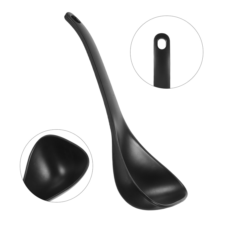 Black Non Stick Soup Spoon for Ramen Rice Porridge and Everyday Serving