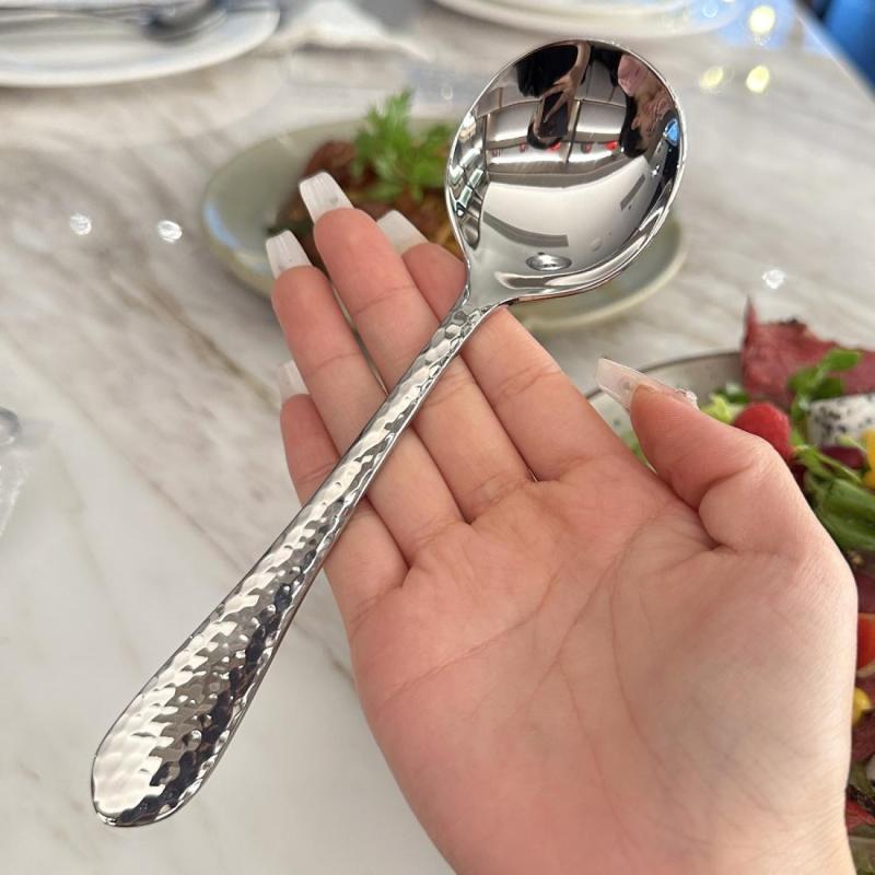 Premium Stainless Steel Hammer Pattern Spoon Set Dessert, Coffee & Tea Spoons